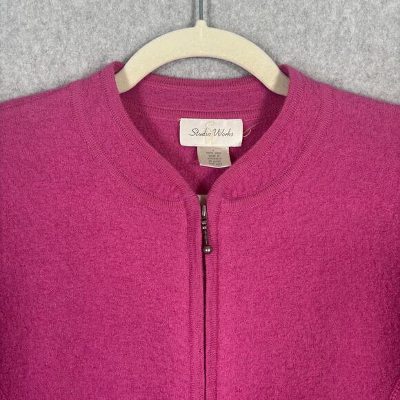 VTG Studio Works Boiled Wool Cardigan Sweater Large Pockets‎ Granny Felted Artsy - Picture 6 of 12